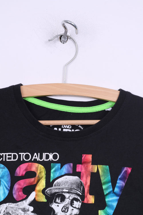 C&amp;A Here There Garçons 16 Âge 176 T-Shirt Grapic Coton Noir Col Ras du Cou Supreme 