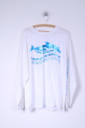 Discovery Cove Mens XL Shirt White Long Sleeve Cotton Dolphins Graphic