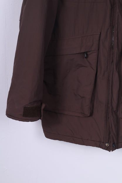 Stormberg Parka XL à capuche pour homme en nylon rembourré imperméable marron avec fermeture éclair complète 