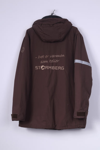 Stormberg Parka XL à capuche pour homme en nylon rembourré imperméable marron avec fermeture éclair complète 