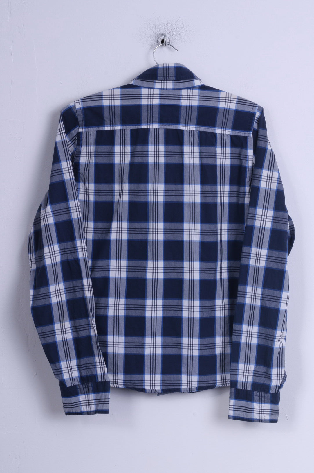 Hollister Mens S Casual Shirt Check Blue Long Sleeve Cotton Button Down Collar
