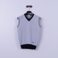 Pringle Golf Men M (S) Vest Blue Grey Wool V Neck Plain Vintage Bodywarmer