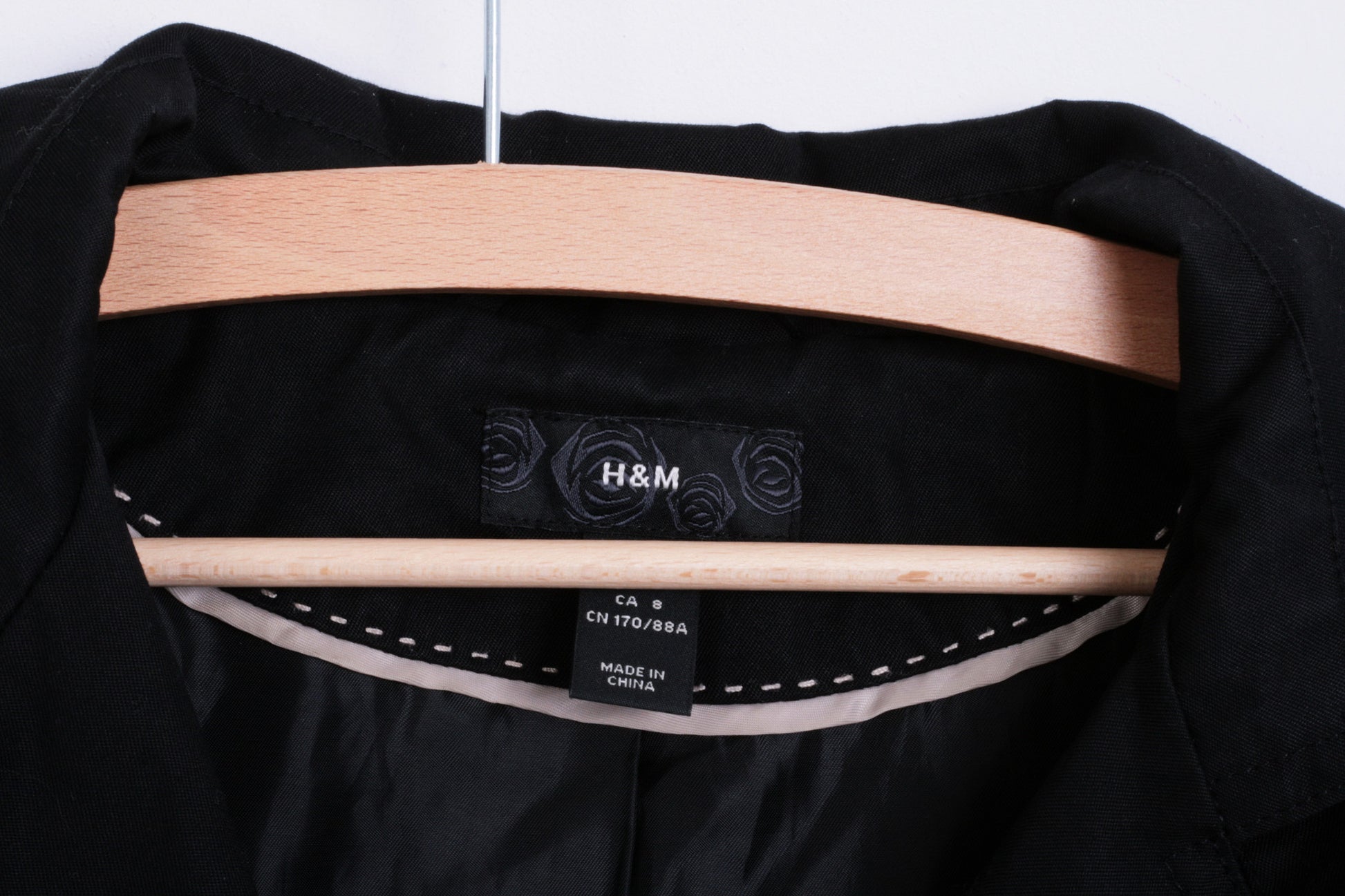 H&M Womens M Jacket Coat Black Long Single Breasted - RetrospectClothes