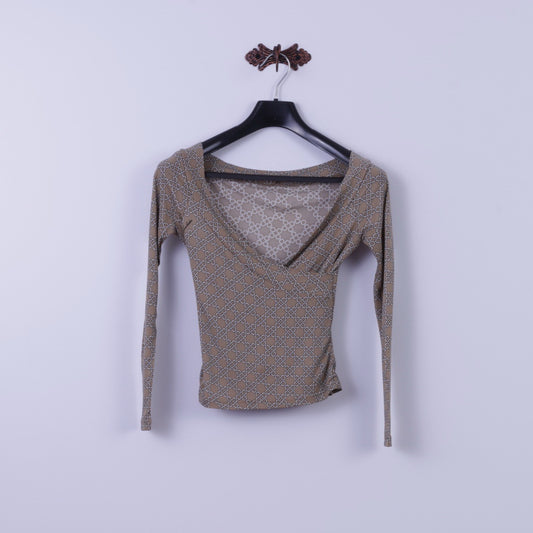 Camicia Atos Lombardini da donna 40 XS Top corto beige elasticizzato Made in Italy