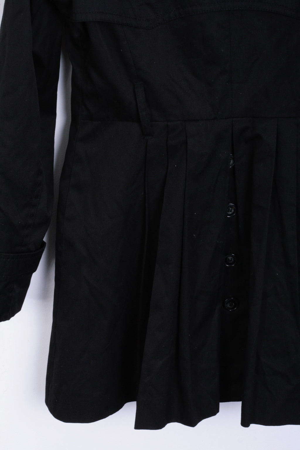 H&M Womens M Jacket Coat Black Long Single Breasted - RetrospectClothes