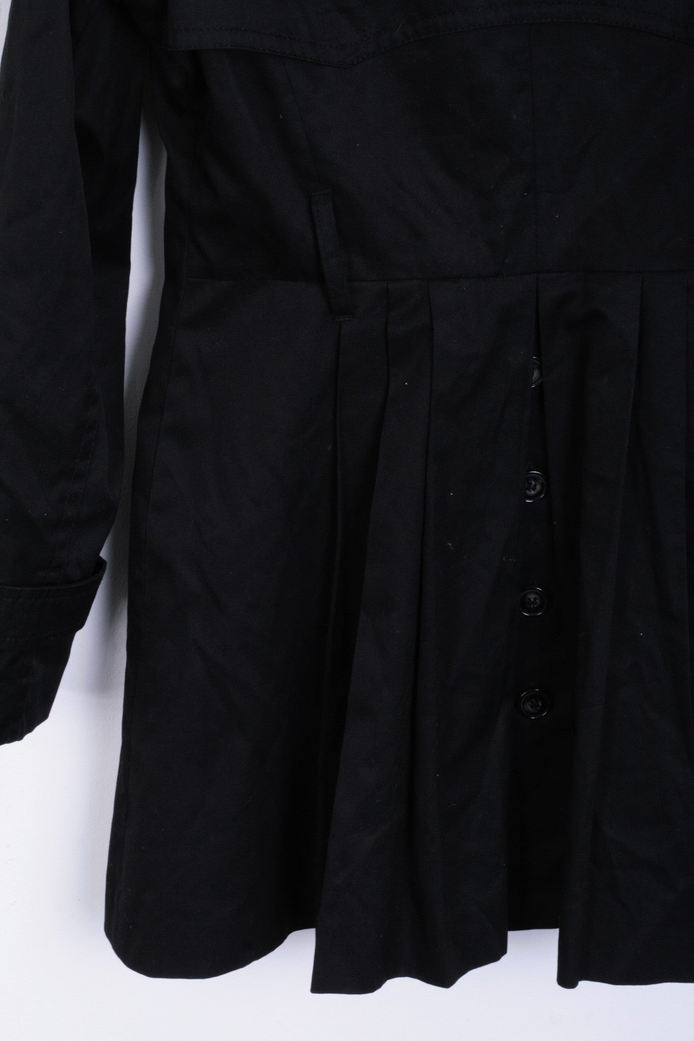 H&M Womens M Jacket Coat Black Long Single Breasted - RetrospectClothes