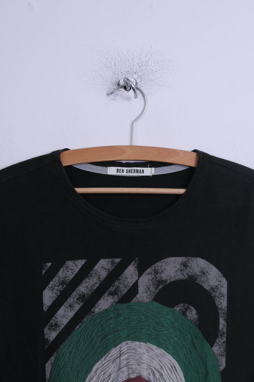 Ben Sherman Hommes M T-Shirt Vert Foncé Coton Imprimé Graphique Haut