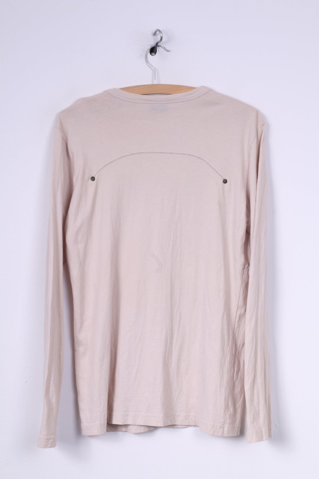 Replay Mens L(S) Shirt Long Sleeve Beige Crew Neck Cotton Top