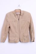 Gerry Weber Womens M Jacket Beige Shoulder Pads Tracksuit Top - RetrospectClothes
