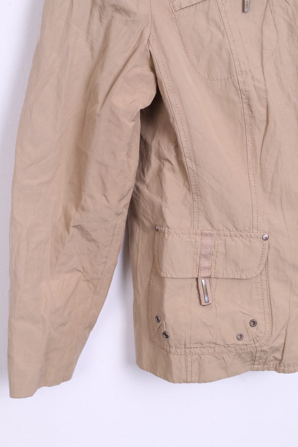 Gerry Weber Womens M Jacket Beige Shoulder Pads Tracksuit Top - RetrospectClothes