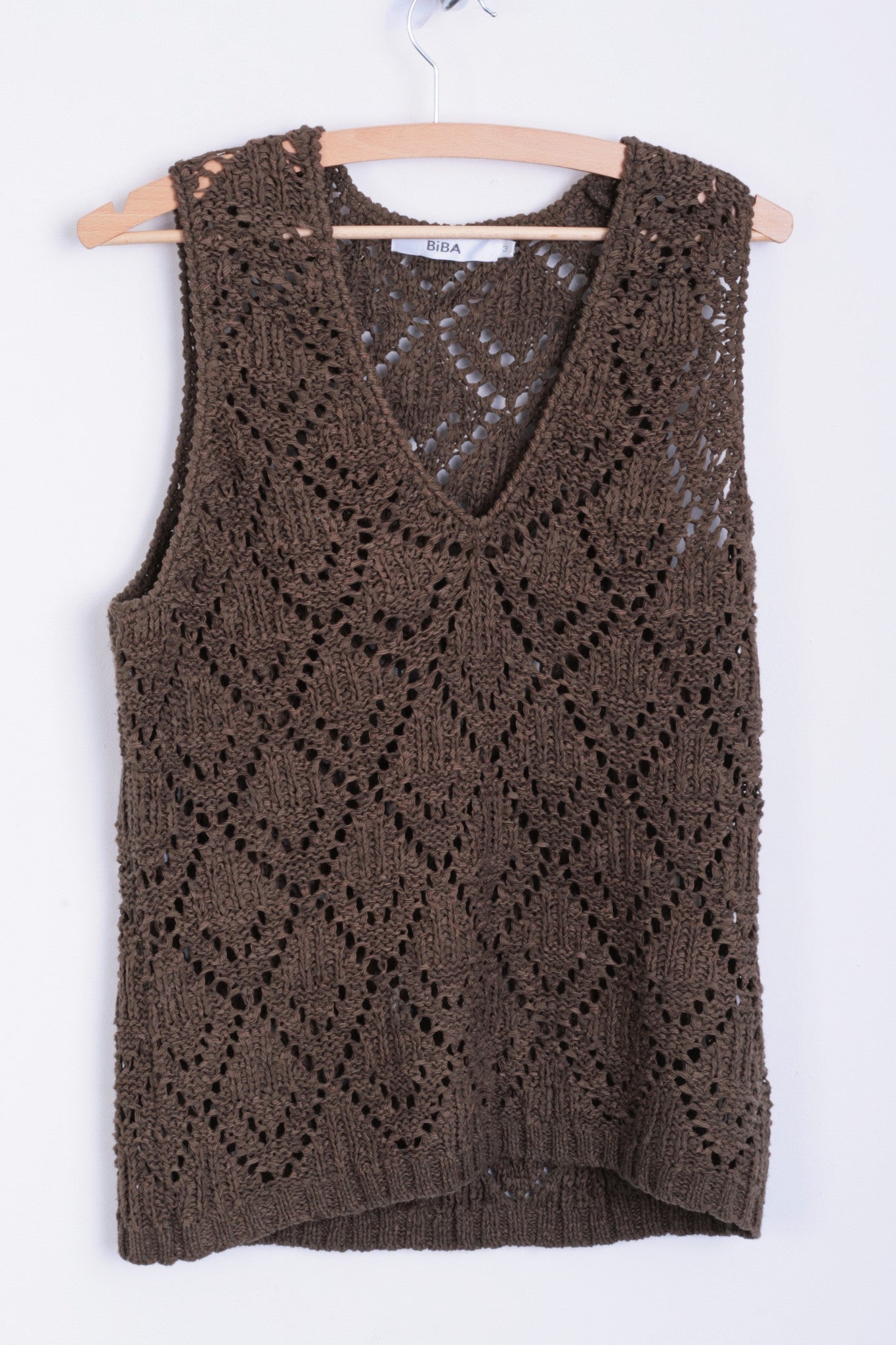 Biba Womens 3 M Sleeveless Brown Knitted Top Vest Retro - RetrospectClothes