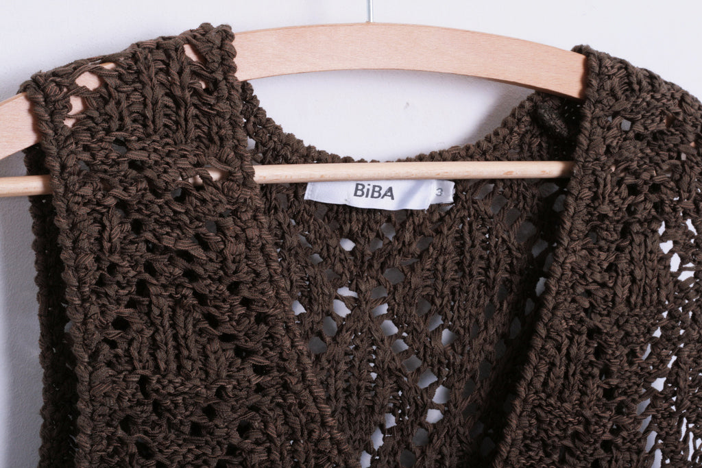 Biba Womens 3 M Sleeveless Brown Knitted Top Vest Retro - RetrospectClothes