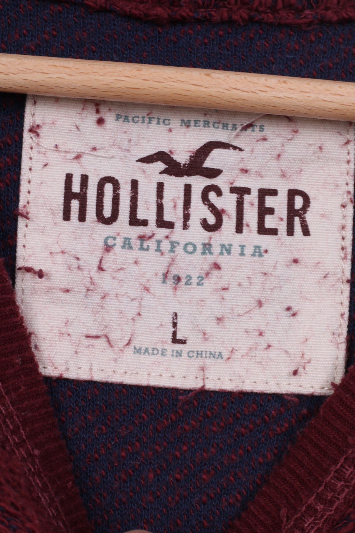 Hollister California Mens L Sweater Crew Neck Burgundy Jumper Cotton Top