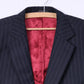 Zara Man 56 46 Blazer Navy Striped Single Breasted Shoulder Pads Wool Top