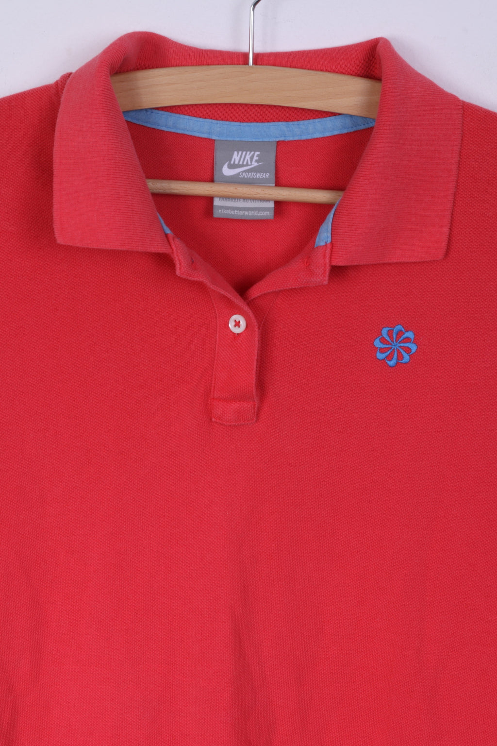 Nike Womens S Polo Shirt Peach Cotton Sportswear Top