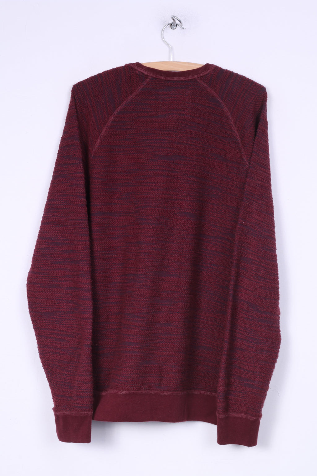 Hollister California Mens L Sweater Crew Neck Burgundy Jumper Cotton Top