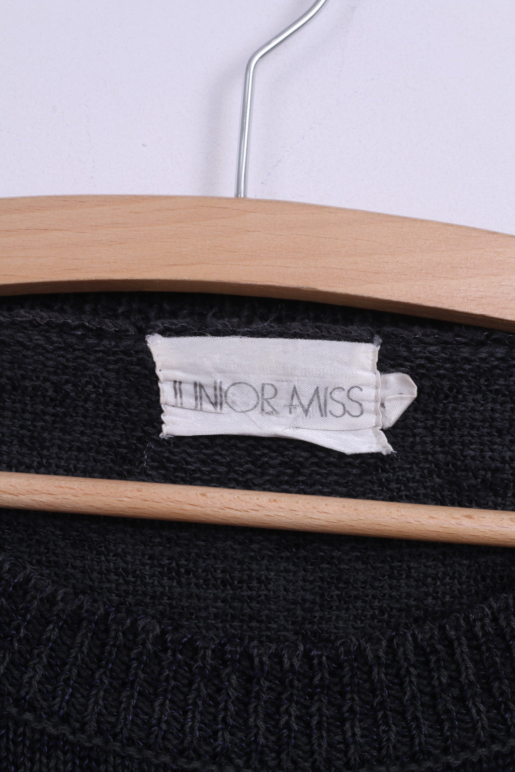 Junior Miss Donna L Maglione maglione girocollo in cotone blu scuro vintage