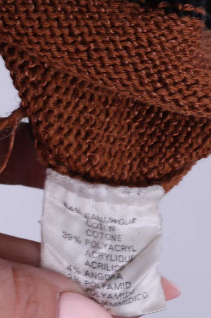 Junior Miss Femme L Jumper Pull Bleu Marine Col Rond Coton Vintage