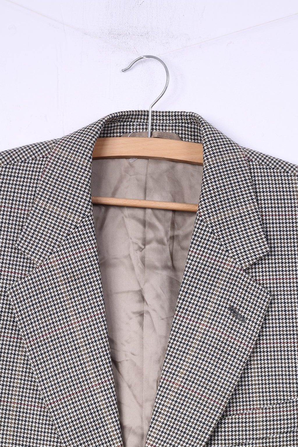 Wellington Executive da uomo M/L Blazer Beige monopetto classico dente di cane