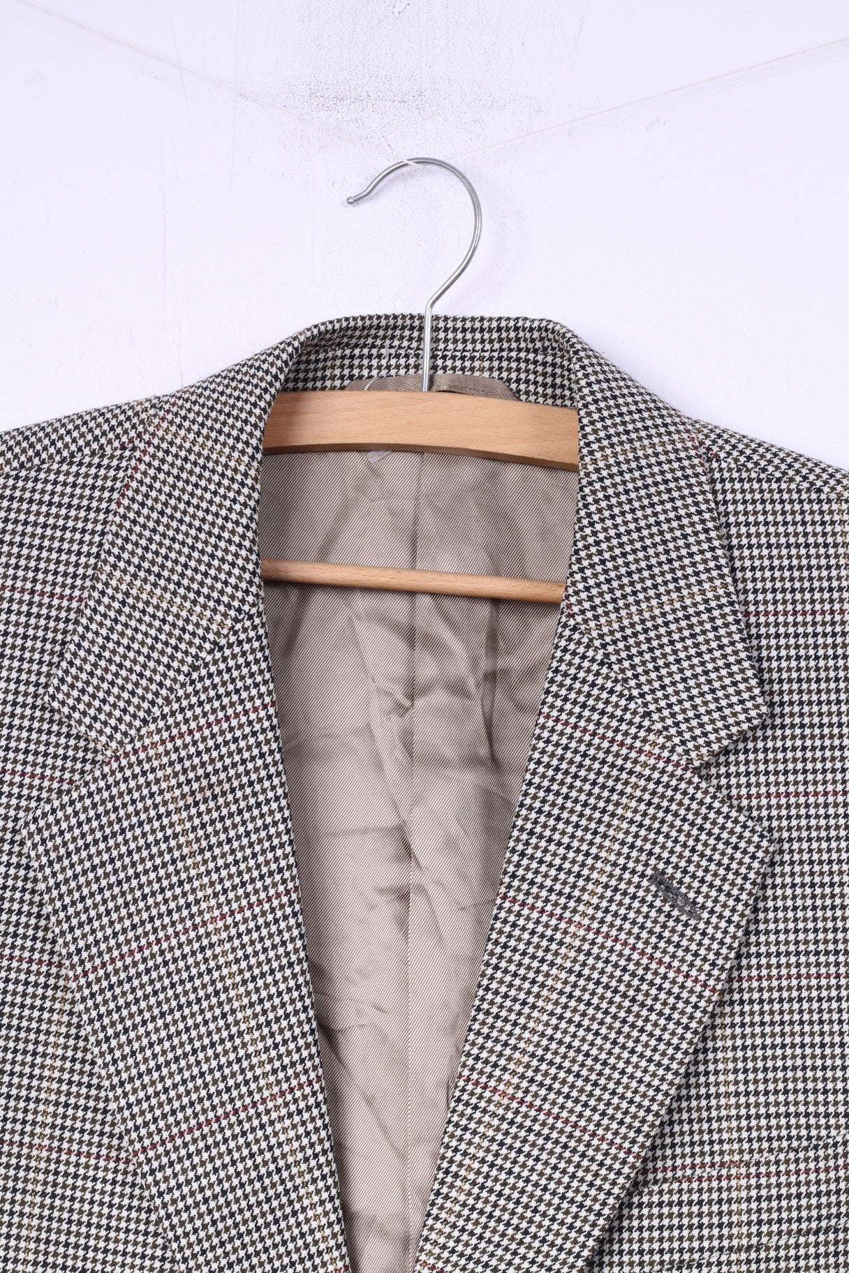 Wellington Executive da uomo M/L Blazer Beige monopetto classico dente di cane