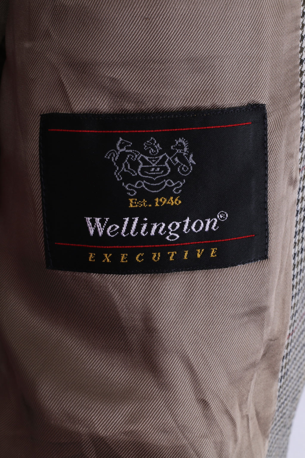 Wellington Executive da uomo M/L Blazer Beige monopetto classico dente di cane