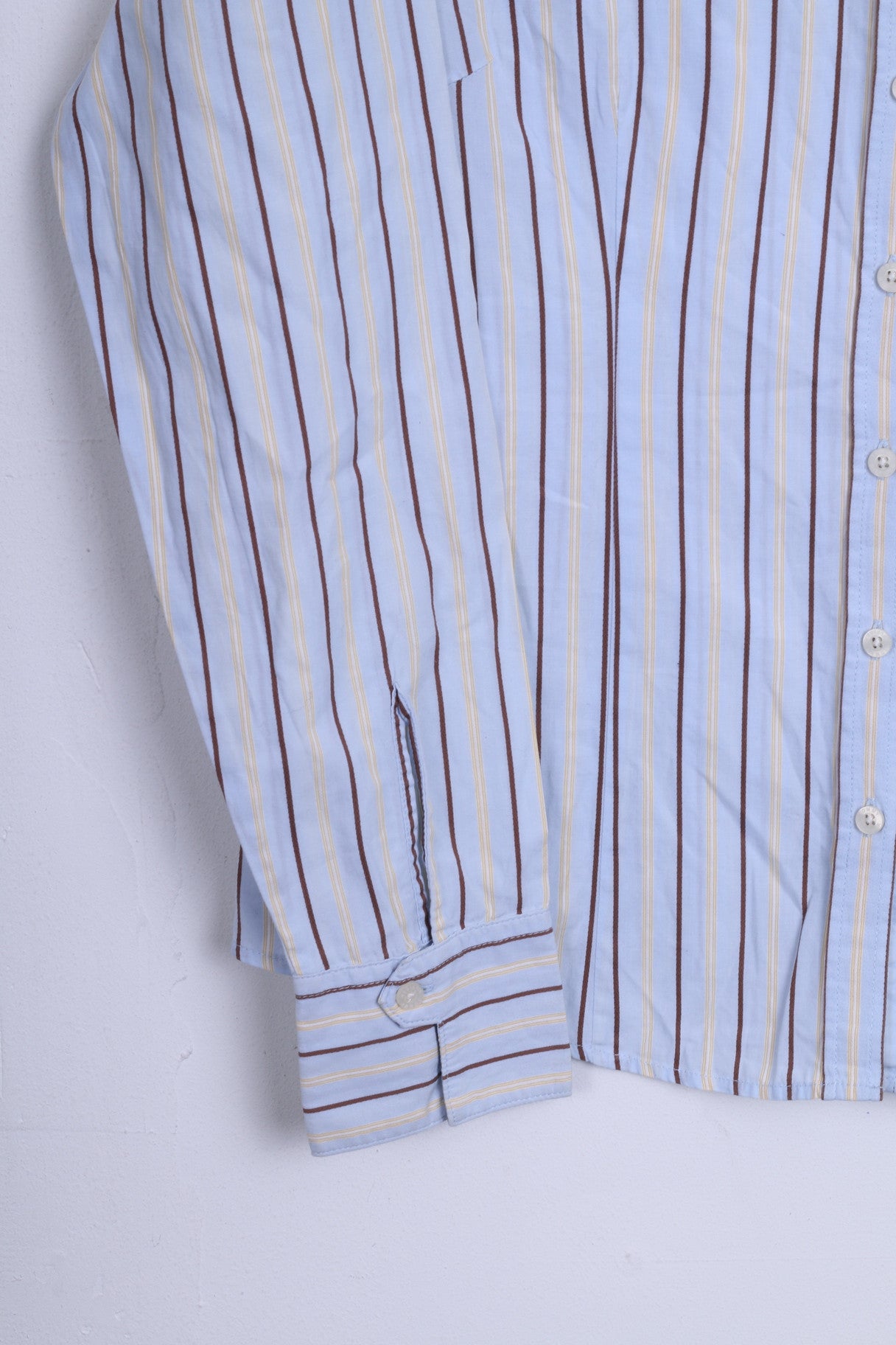 Tommy Hilfiger Womens 10 M Casual Shirt Striped Blue 2 Button Collar Bend - RetrospectClothes