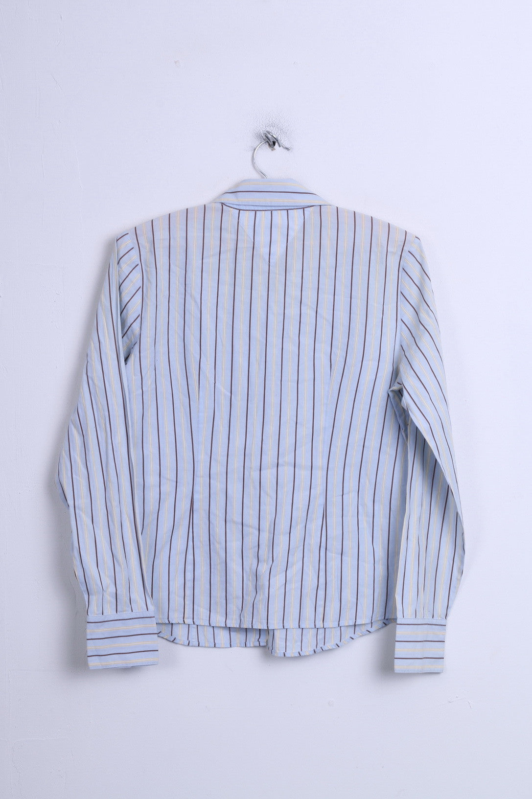 Tommy Hilfiger Womens 10 M Casual Shirt Striped Blue 2 Button Collar Bend - RetrospectClothes