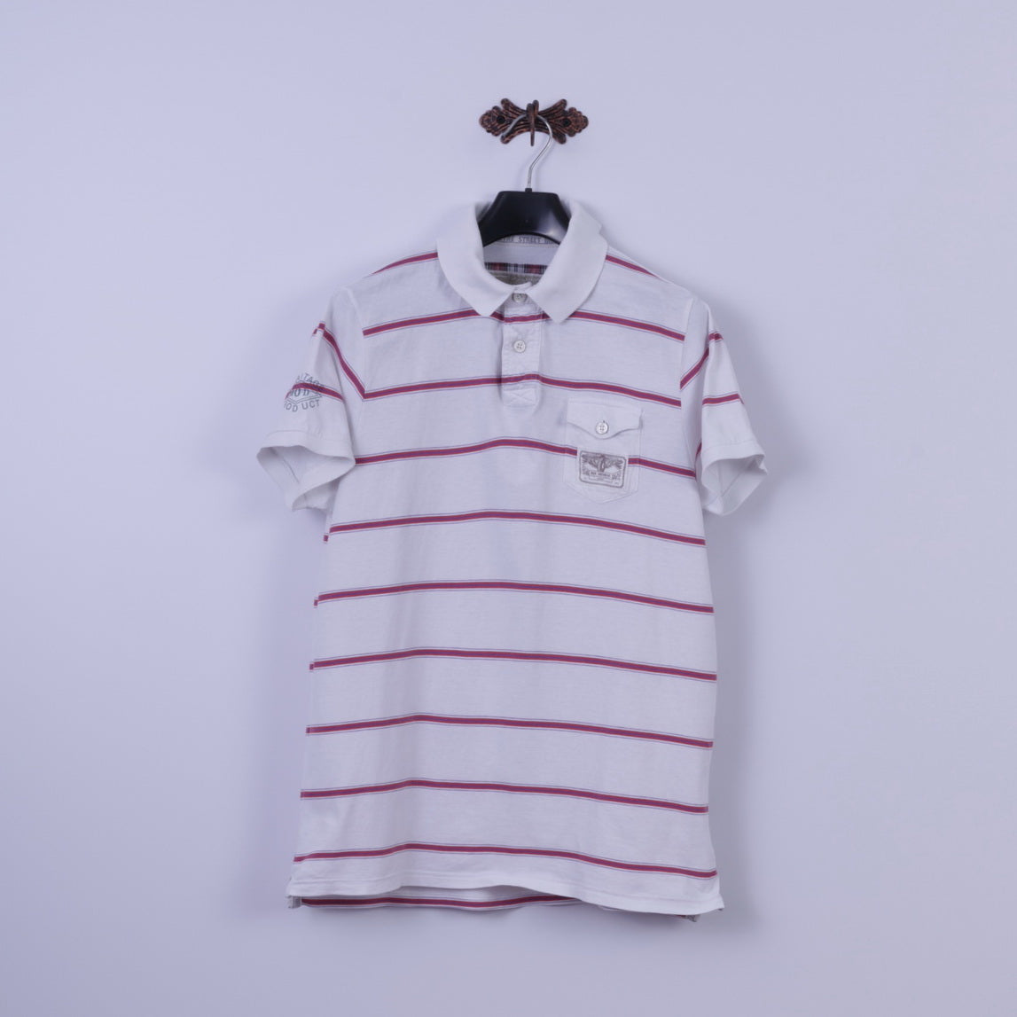 Polo Ben Sherman da uomo XL (L) in cotone bianco a righe Eyre Street Hill
