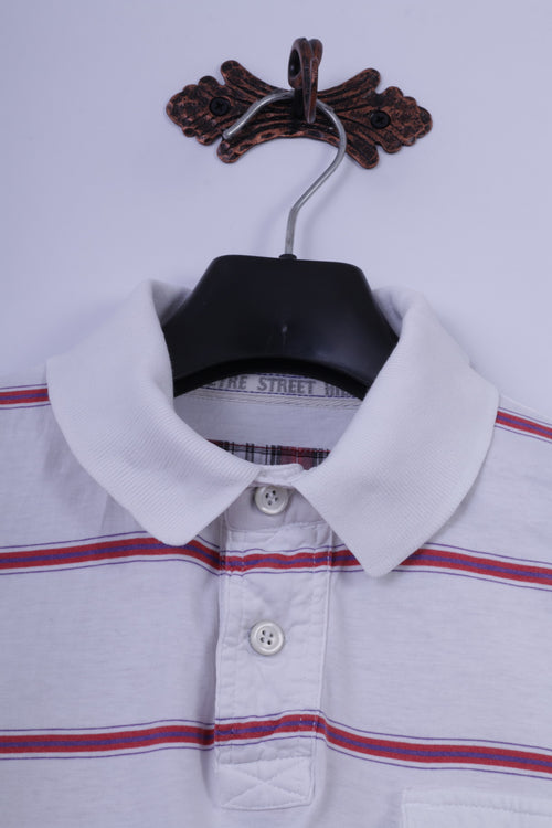 Ben Sherman Polo XL (L) pour homme en coton blanc rayé Eyre Street Hill Top