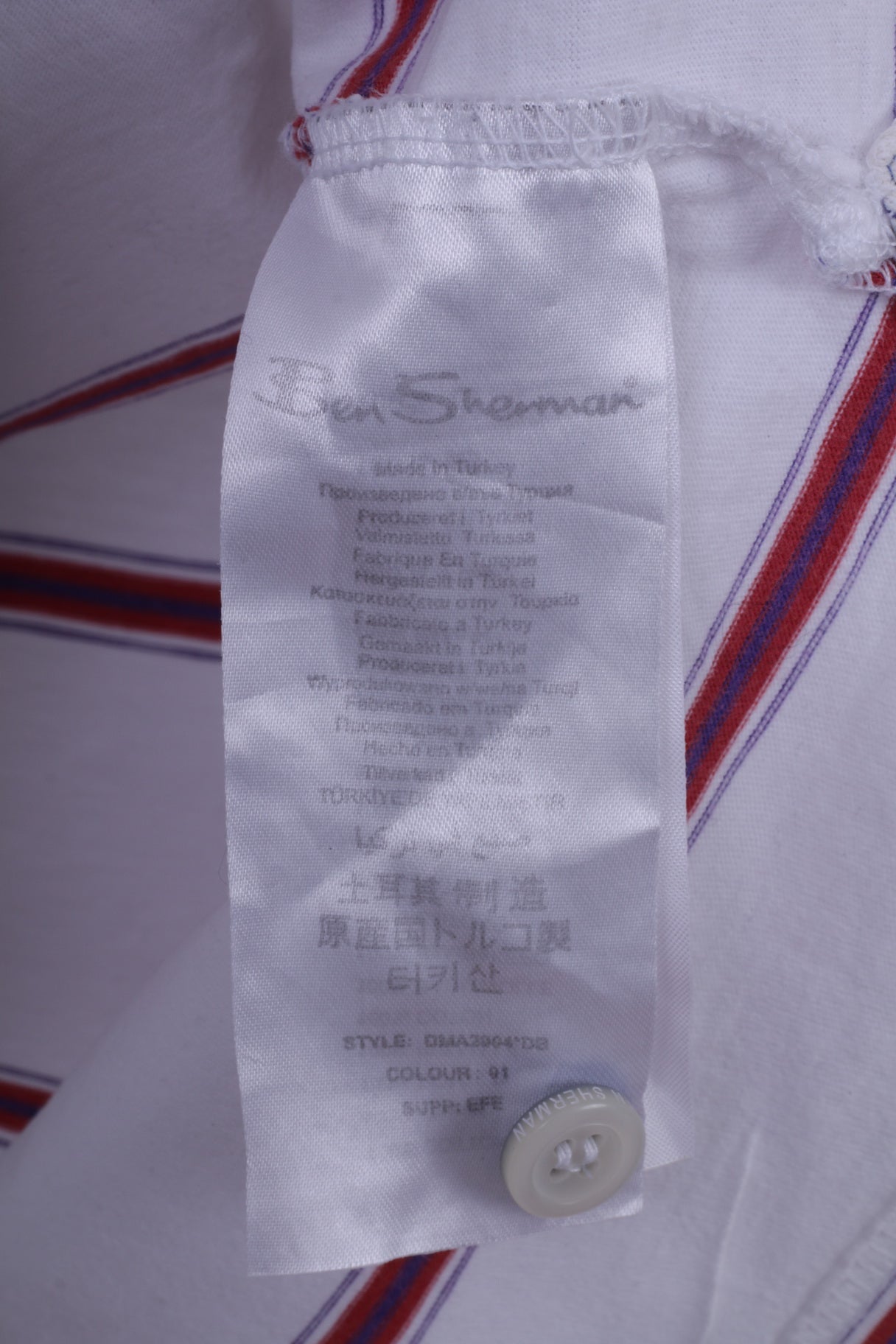 Polo Ben Sherman da uomo XL (L) in cotone bianco a righe Eyre Street Hill