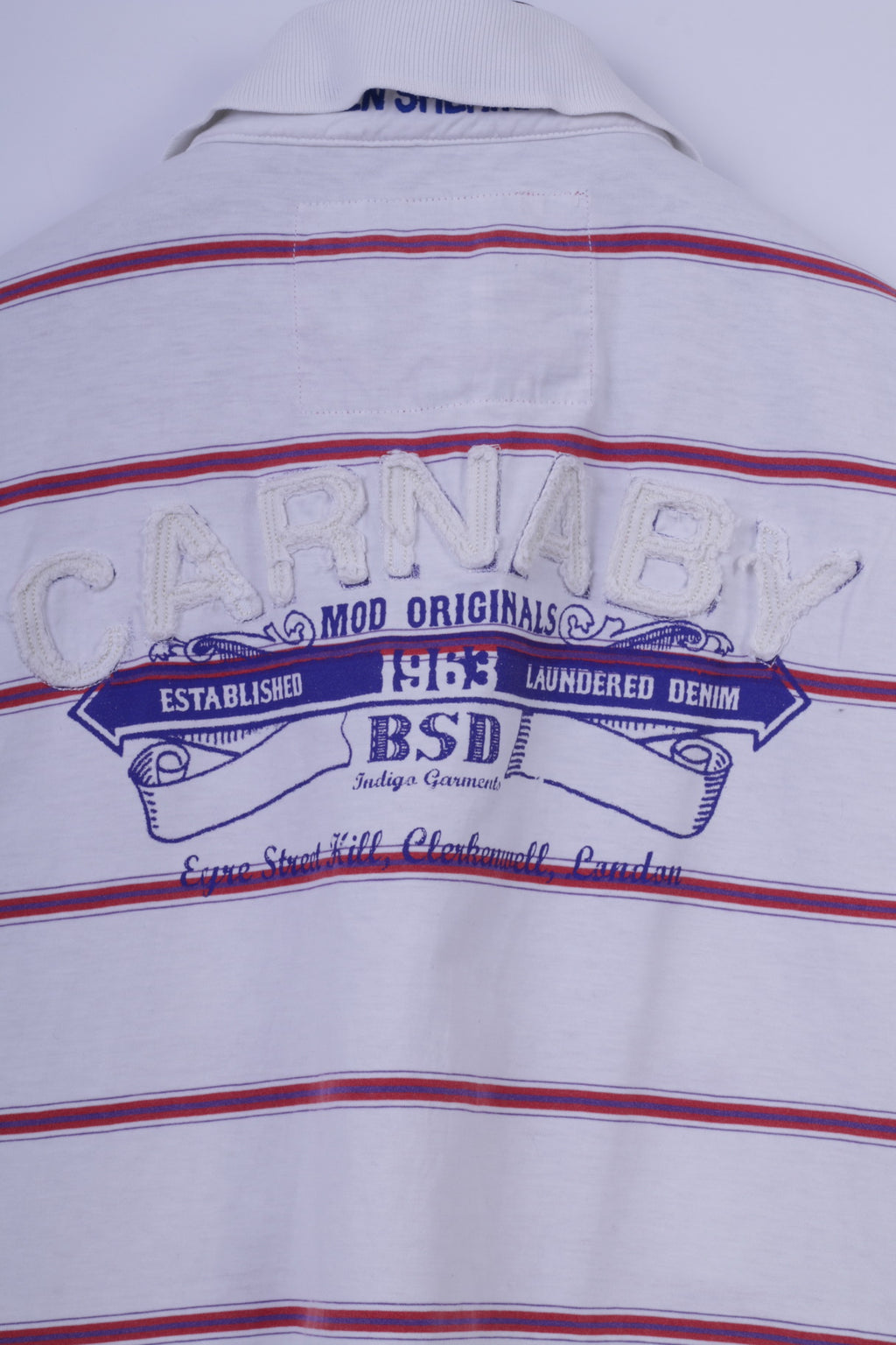 Polo Ben Sherman da uomo XL (L) in cotone bianco a righe Eyre Street Hill