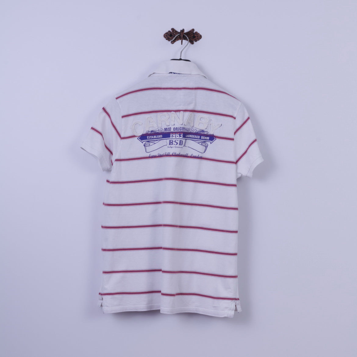 Polo Ben Sherman da uomo XL (L) in cotone bianco a righe Eyre Street Hill