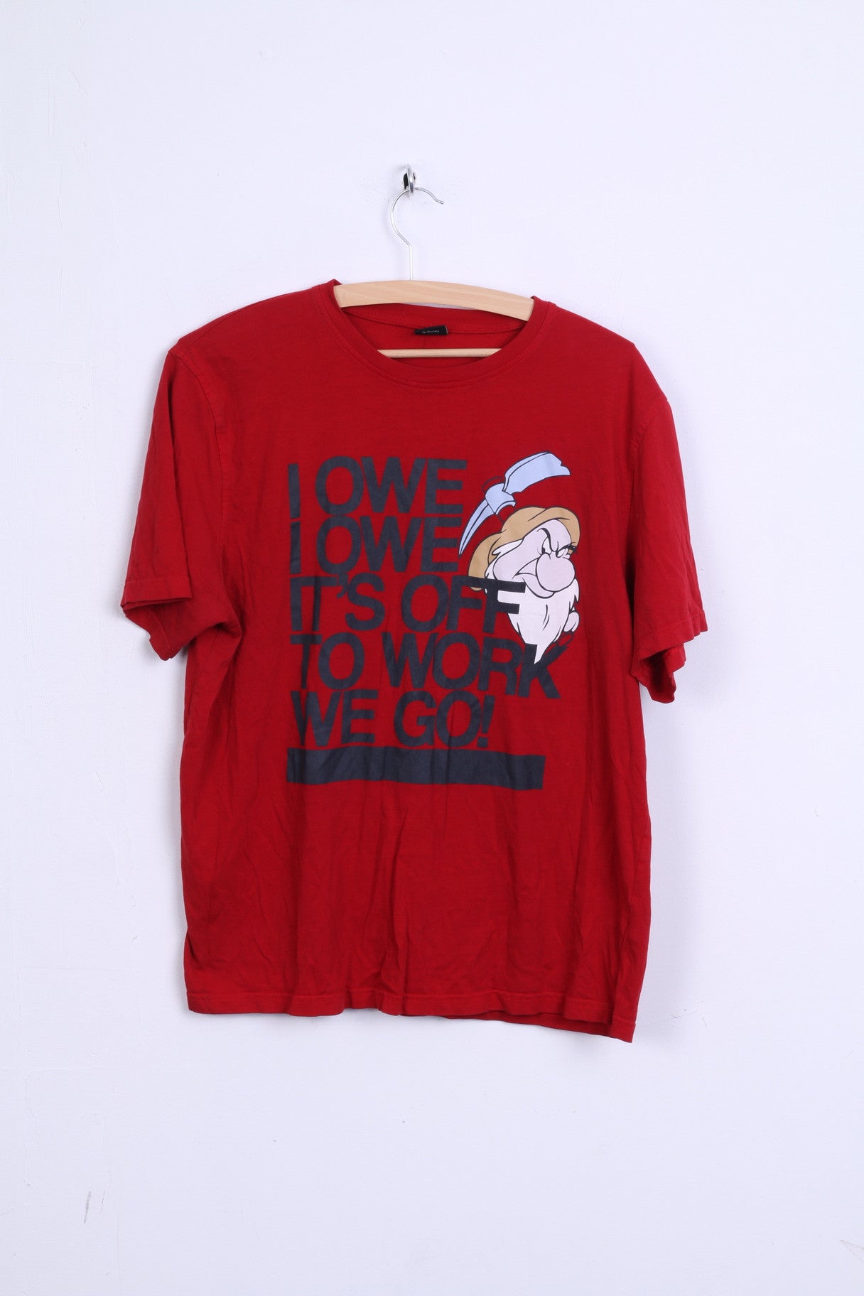 Disney at George T-shirt grafica da uomo girocollo rossa I Devo It's Off To Work We Go!