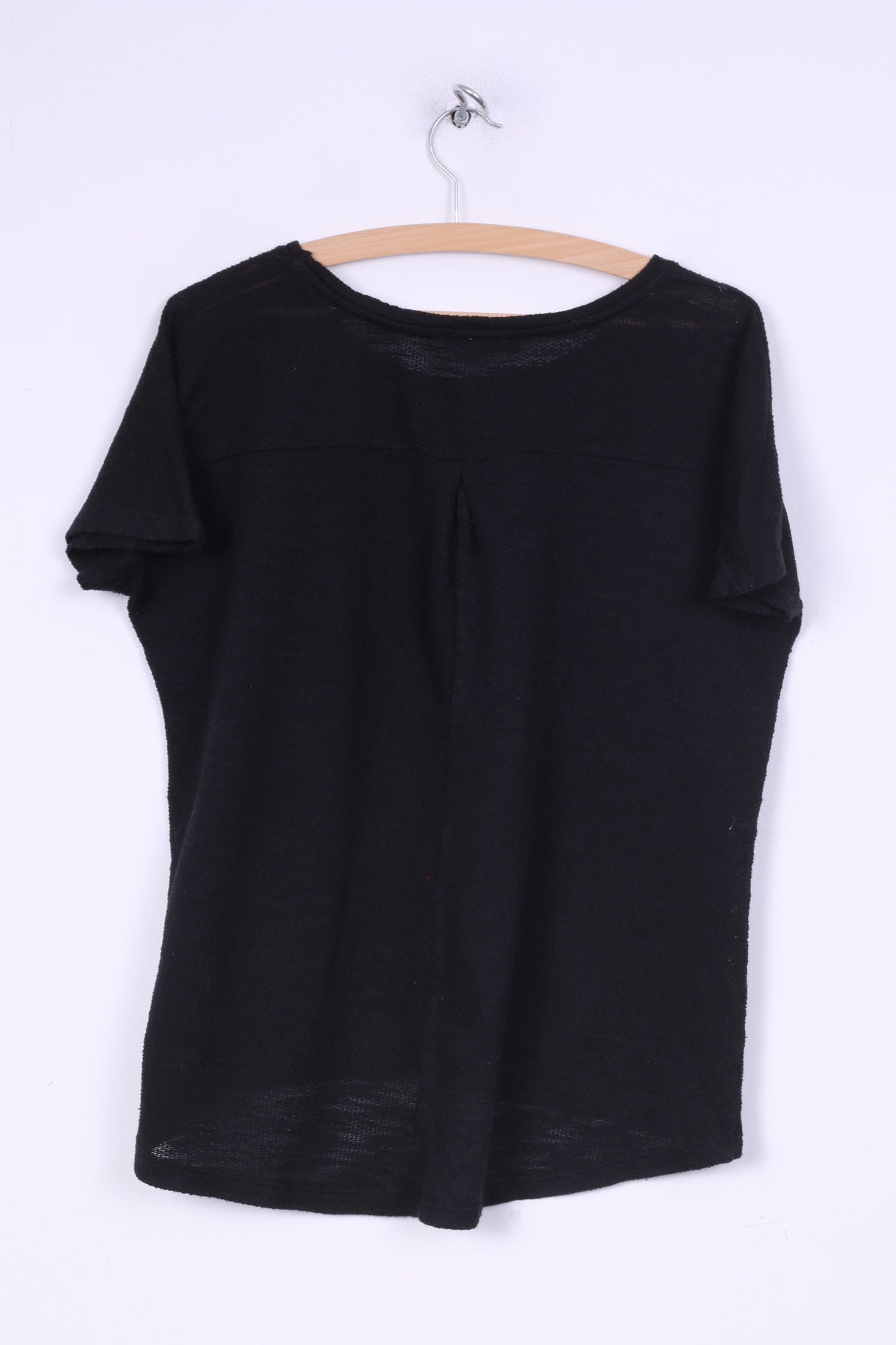 Janina Womens L T-Shirt Col Ras du Cou Tricoté Noir Smaile Graphic Haut d'été 