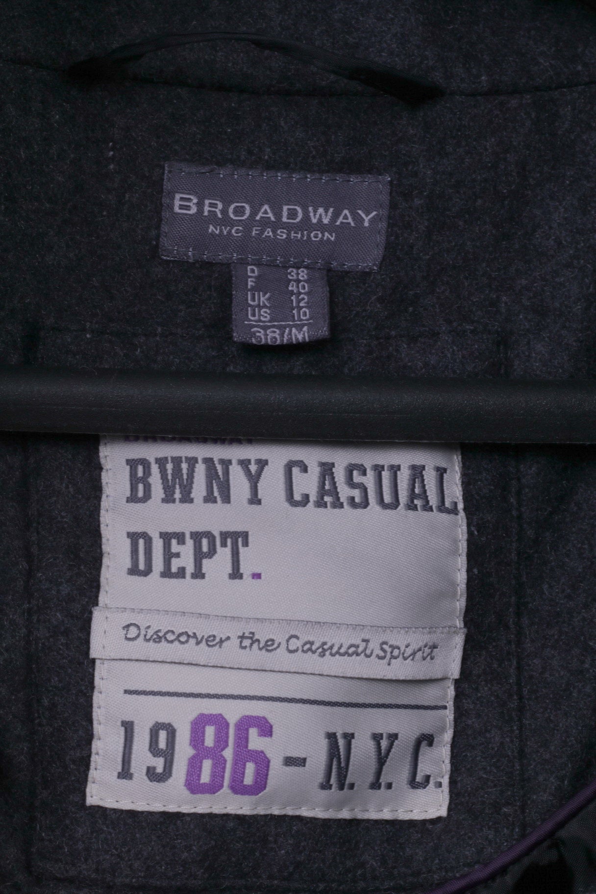 Broadway NYC Fashion Womens 38 M Coat Grey Wool Blend Casual Peacoat