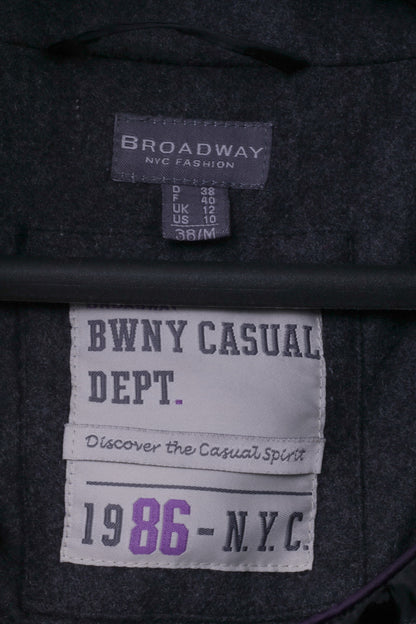 Cappotto da donna 38 M di Broadway NYC Fashion Cappotto da marinaio casual in misto lana grigia