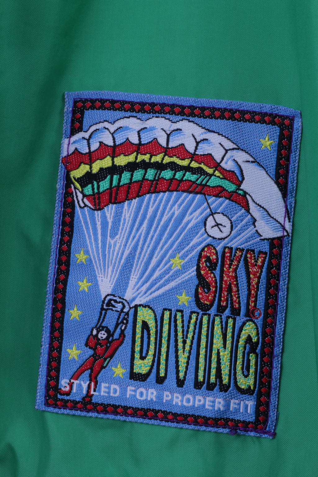 Marcel Clair Mens XL Jacket Green Nylon Waterproof Festival Zip Up Sky Diving Fit