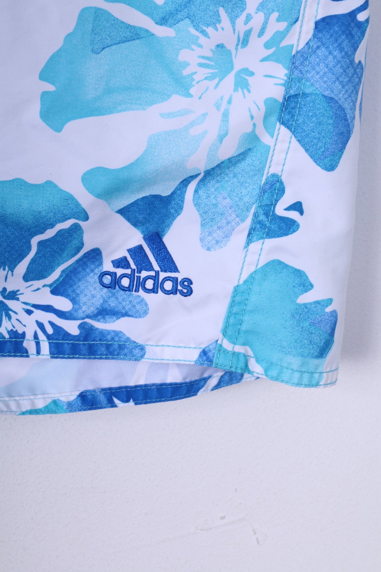 Pantaloncini da bagno Adidas XL da uomo, blu, sportivo, stampa floreale, foderato in rete, spiaggia