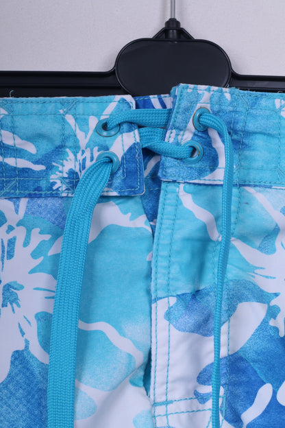 Pantaloncini da bagno Adidas XL da uomo, blu, sportivo, stampa floreale, foderato in rete, spiaggia