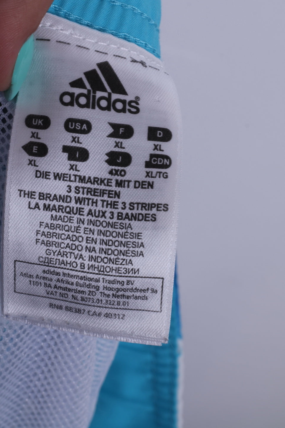 Pantaloncini da bagno Adidas XL da uomo, blu, sportivo, stampa floreale, foderato in rete, spiaggia