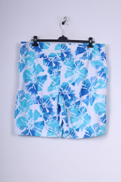 Adidas Mens XL Shorts Swimpants Blue Sportswear Flower Print Mesh Lined Beach