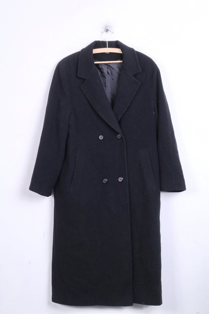 ZETA Womens 14/40 L Coat Double Breasted Wool Black - RetrospectClothes