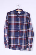 These Glory Days Mens S Casual Shirt Check Button Down Collar Regular Fit Navy Long Sleeve