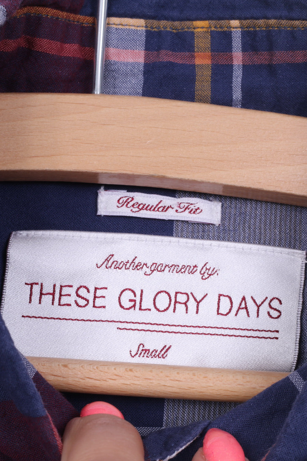 These Glory Days Mens S Casual Shirt Check Button Down Collar Regular Fit Navy Long Sleeve