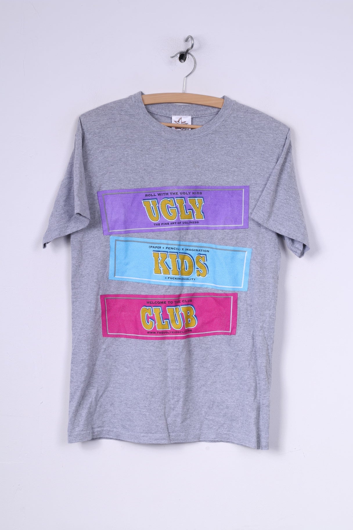 The Ugly Kids Club Mens S Graphic T-Shirt Grey Crew Neck Short Sleeve Top