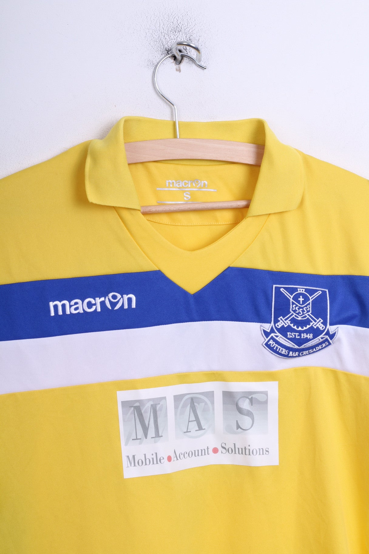 Potters Bar Crusaders Macron Mens S Polo Shirt Yellow Sport - RetrospectClothes