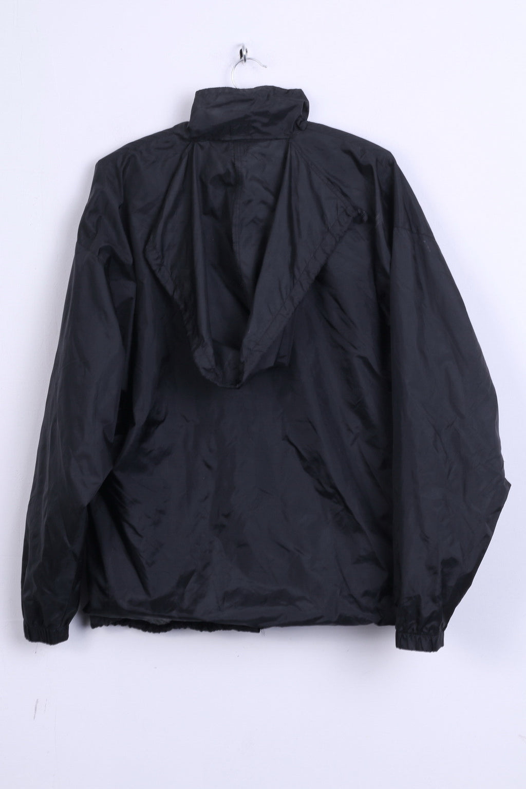 Volblanc Mens L Jacket Black Hooded Top Stand Up Collar Clasp