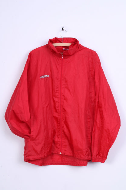 JOMA Womens M Jacket Red Hooded Top Full Zip Stand Up Collar