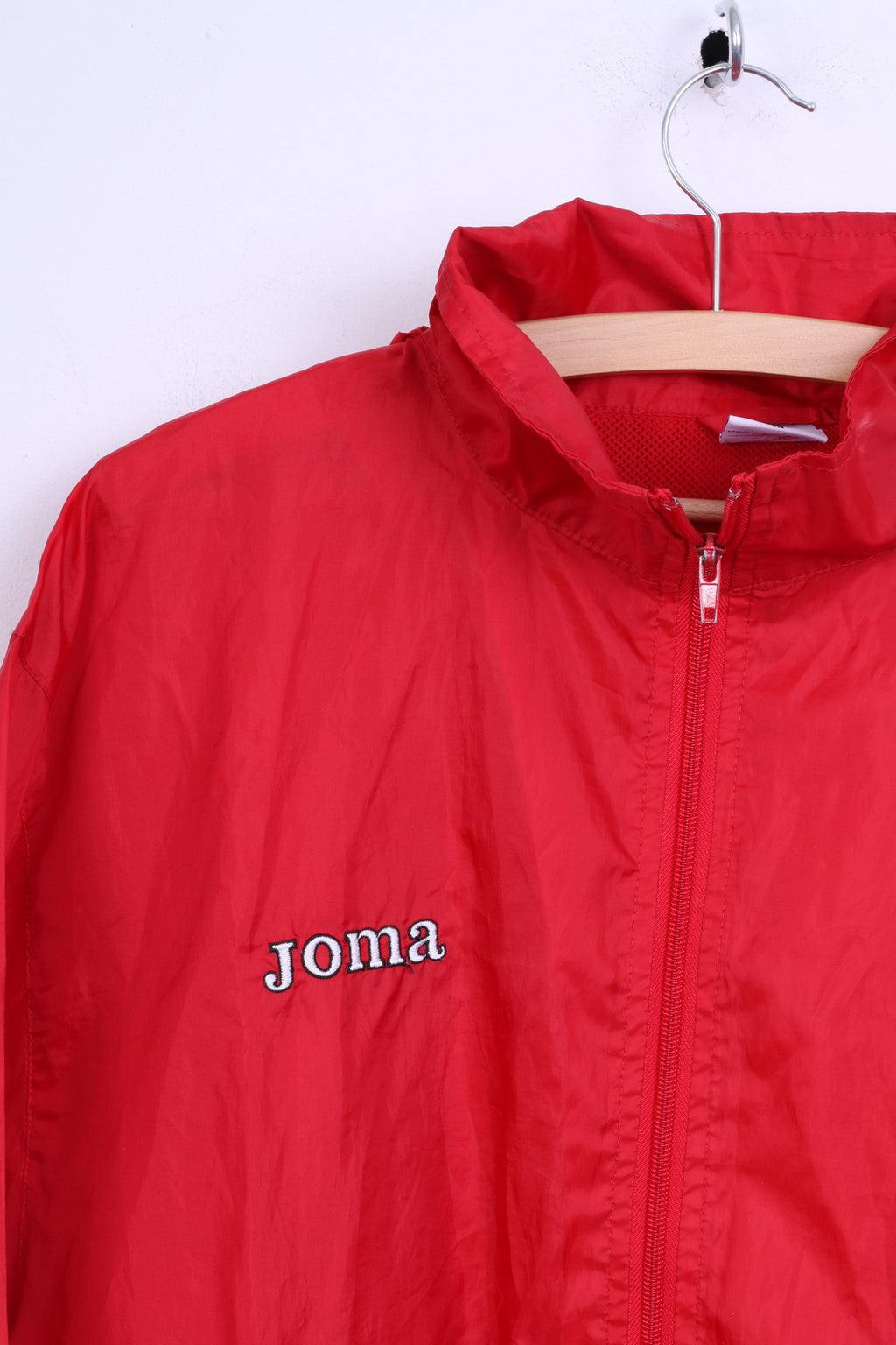 JOMA Womens M Jacket Red Hooded Top Full Zip Stand Up Collar
