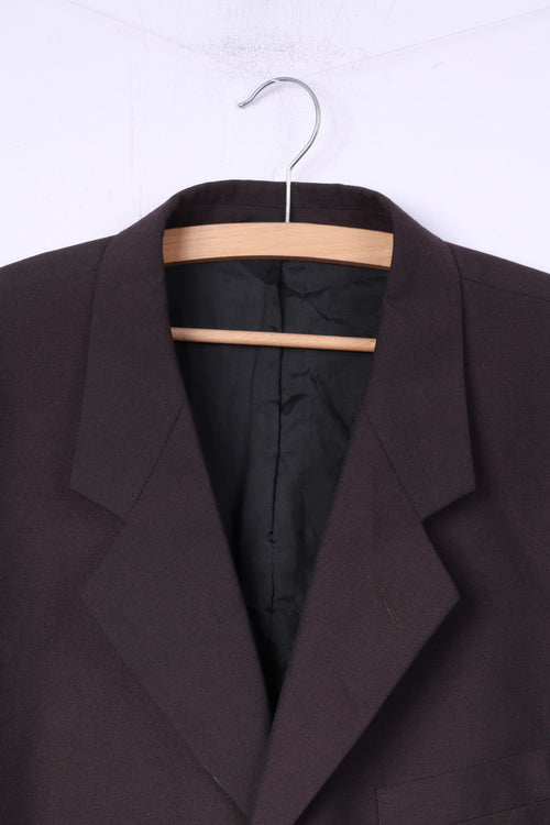 Calvin Cooper New York Hommes 54 44 Costume Marron Blazer Pantalon Simple Boutonnage Laine 2 Pièces